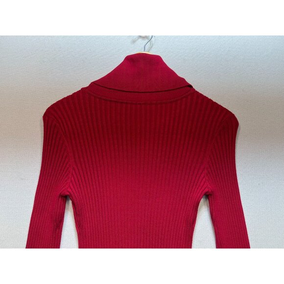 V28 Women's Turtle Neck Bodycon Sweater Dress Knit Long Sleeve Size Small Red - Picture 11 of 12